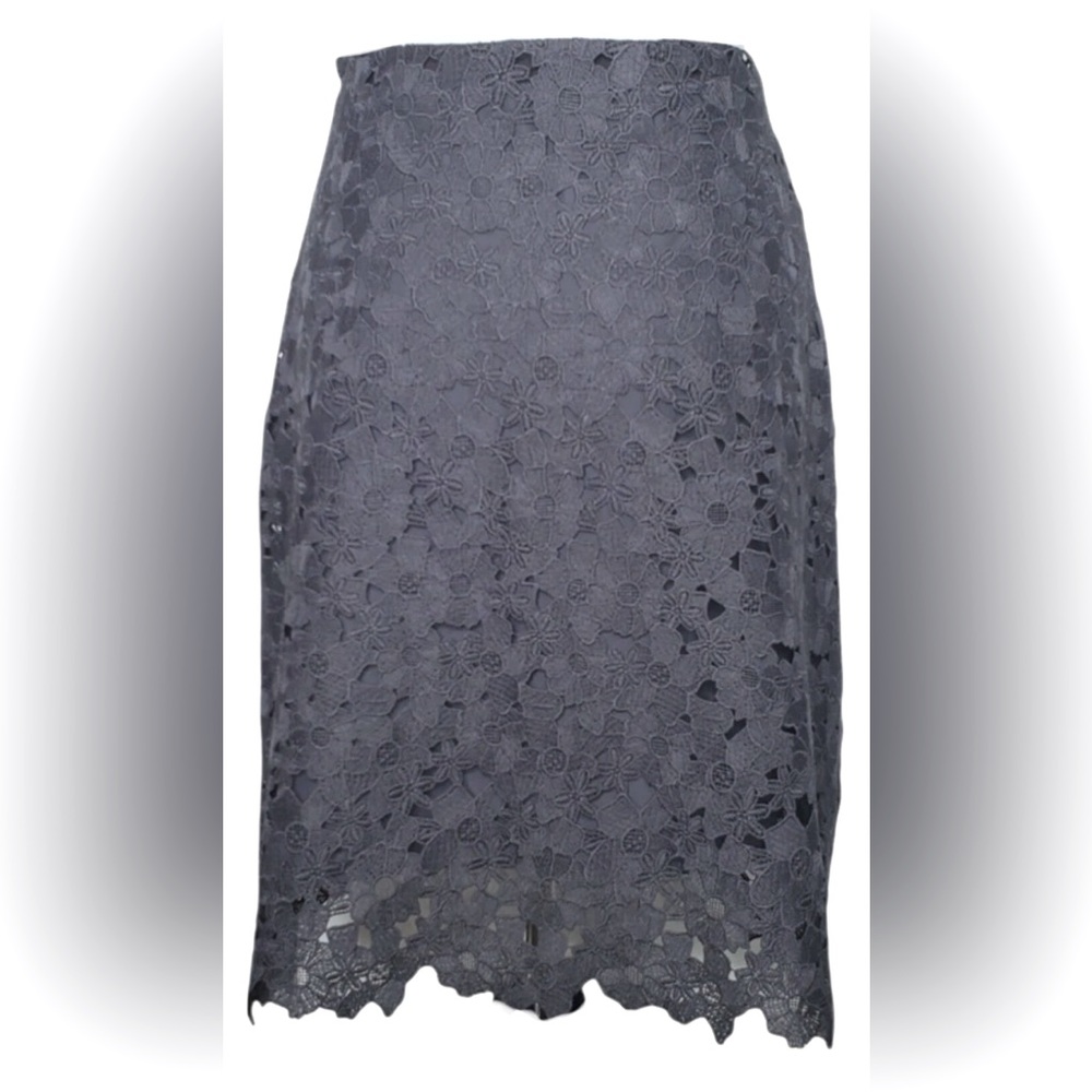Ann Taylor Loft women’s gray floral lace skirt size 0 A-Line